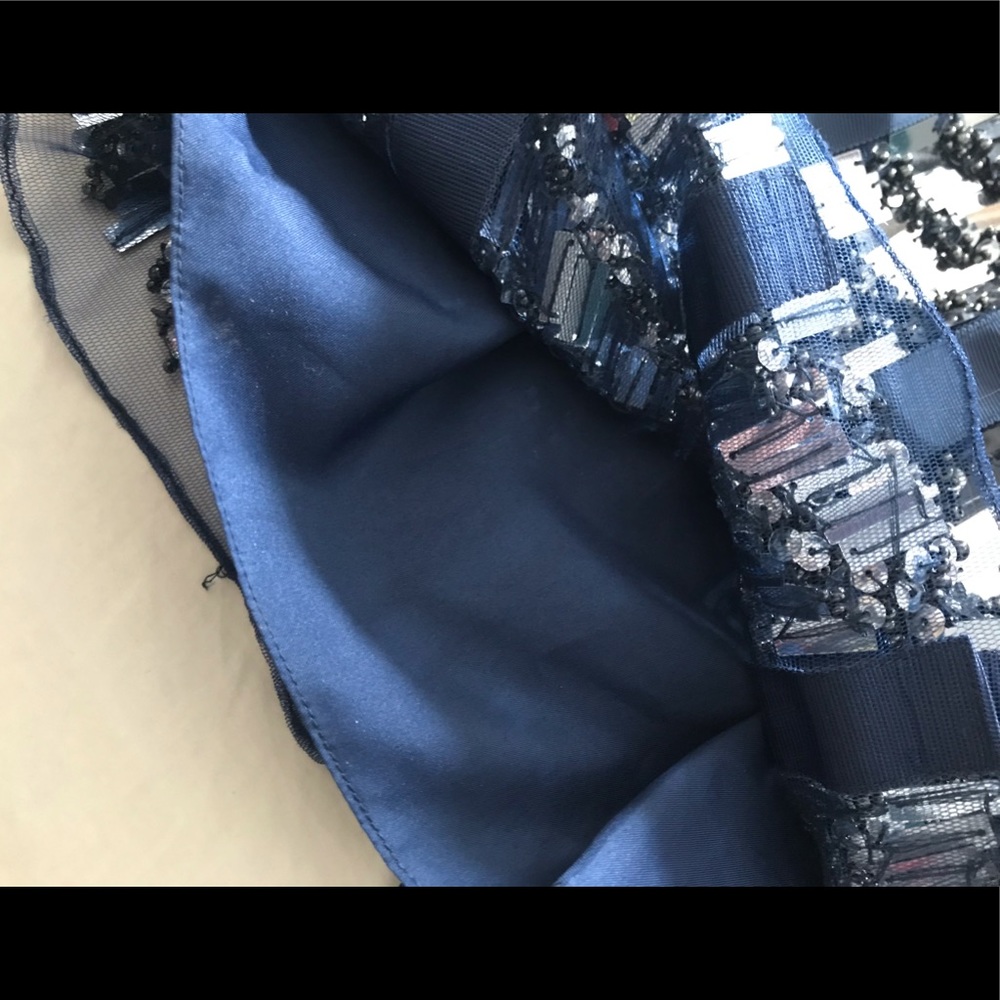 Sherri Hill Navy Blue Beaded Cocktail Dress - Picture 7 of 8